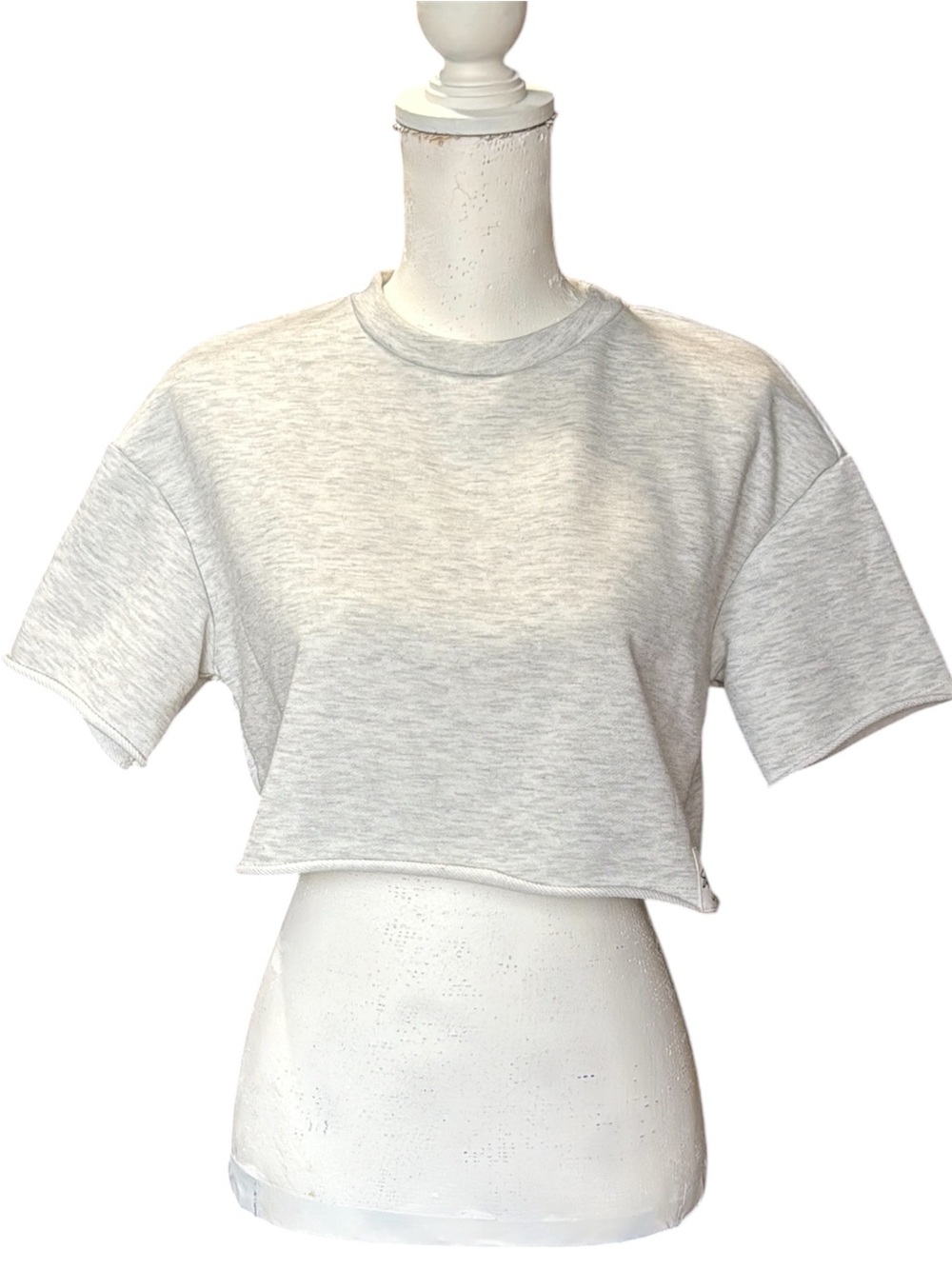 SUMWON girls' light gray cropped crewneck tee Size 12Y | f
